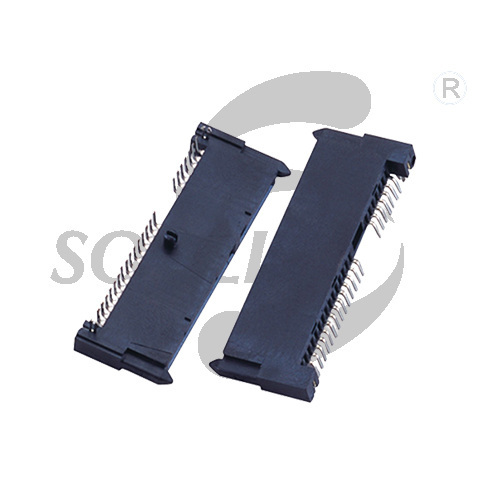 SATA7+15P female head right angle with center column plate right angle below